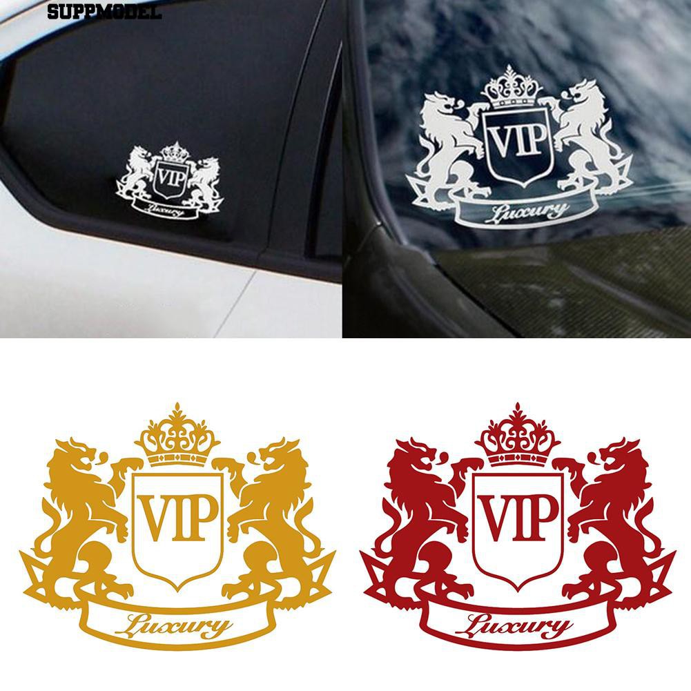 Đề can dán trang trí xe ô tô hình đôi sư và chữ "VIP" sang trọng