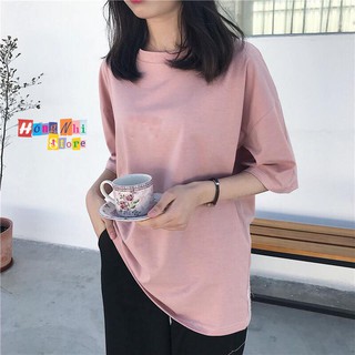 Áo Thun Tay Lỡ Trơn Dáng Rộng Dưới 85Kg Nam Nữ Màu Hồng Ruốc Ulzzang Unisex - MM