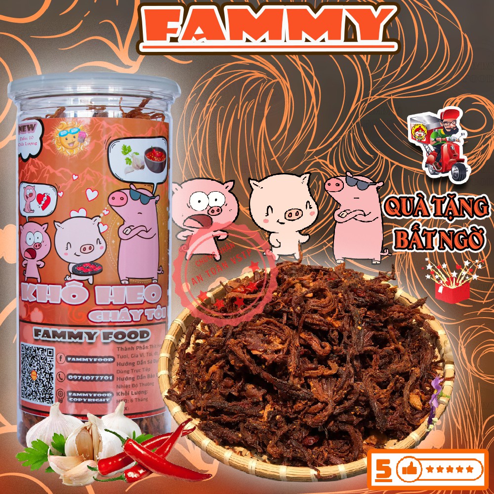 Khô heo, khô lợn cháy tỏi 300g FAMMY, đồ ăn vặt Đà Lạt vừa rẻ vừa ngon | BigBuy360 - bigbuy360.vn