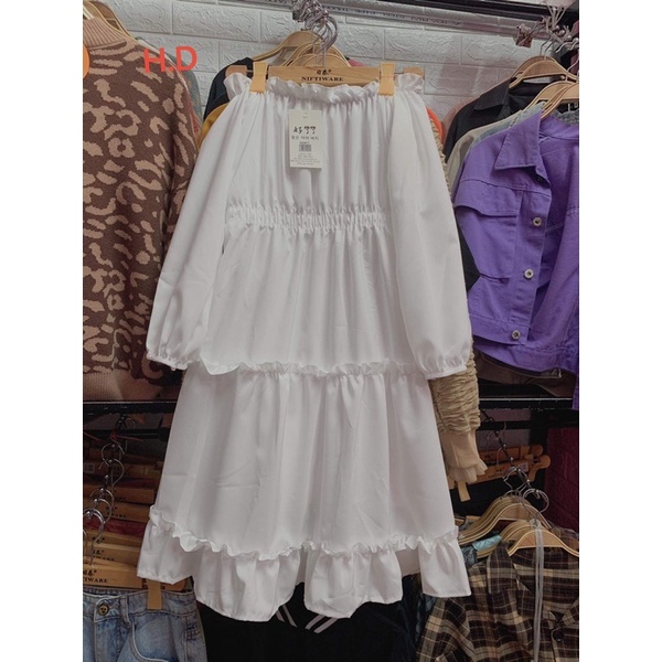 Váy chun tay 3 tầng