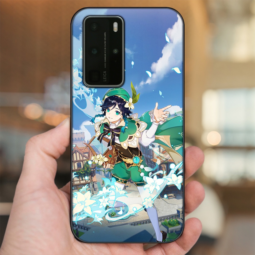 Ốp lưng Huawei P40 Pro viền đen in hình Venti Genshin Impact