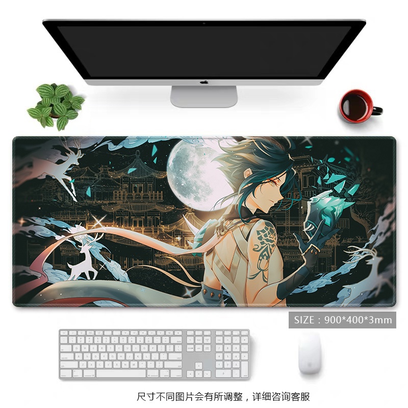 Tấm lót chuột và bàn phím chơi game chống thấm nước họa tiết game Tartaglia Childe Genshin Impact Yuanshen Xiao Kazuha Barbatos