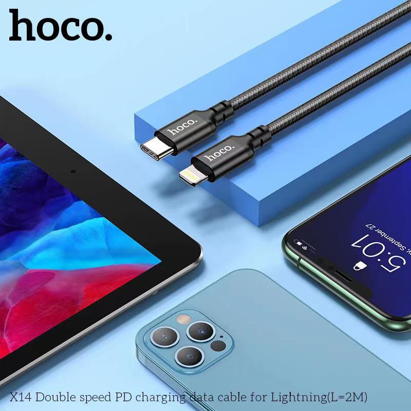 Cáp Sạc Hoco X14 PD 20W Type-C to Lightning - Dây Sạc Nhanh Iphone PD Dây Dù Chống Gãy, Chống Đứt Dài 1M/2M