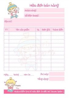 combo 2 cuốn Hóa đơn - bill bán hàng( 1 liên - 2 liên )
