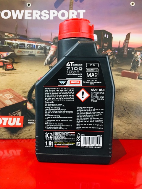 Motul 7100 4T 10W50 1L - nhớt tổng hợp 100% xe máy, mô tô PKL