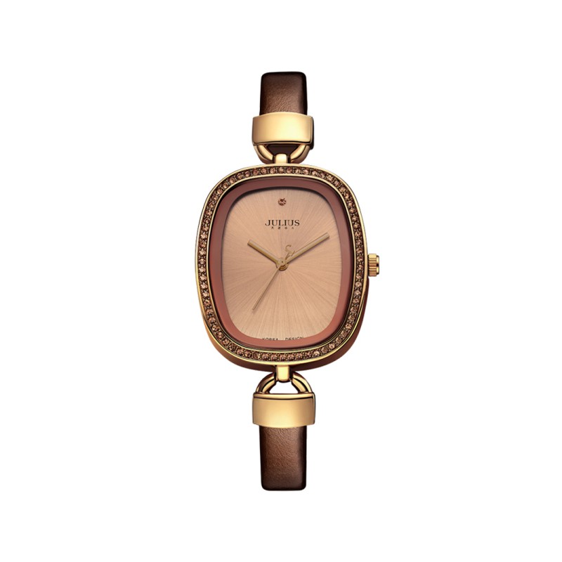 Julius Official | Combo đồng hồ nữ Julius JA-298 và dây thép nâu