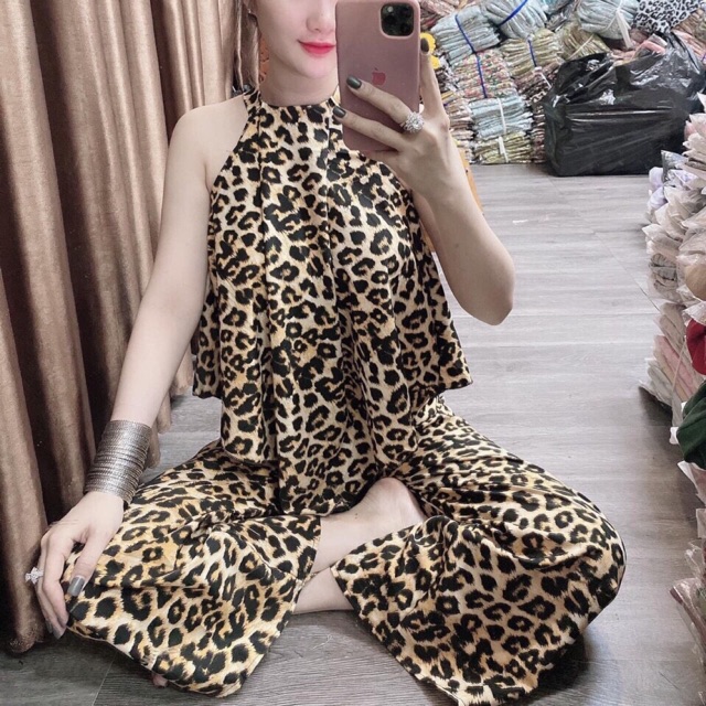[ NEW ] Sét đồ bộ lụa da beo kiểu yếm sát lách