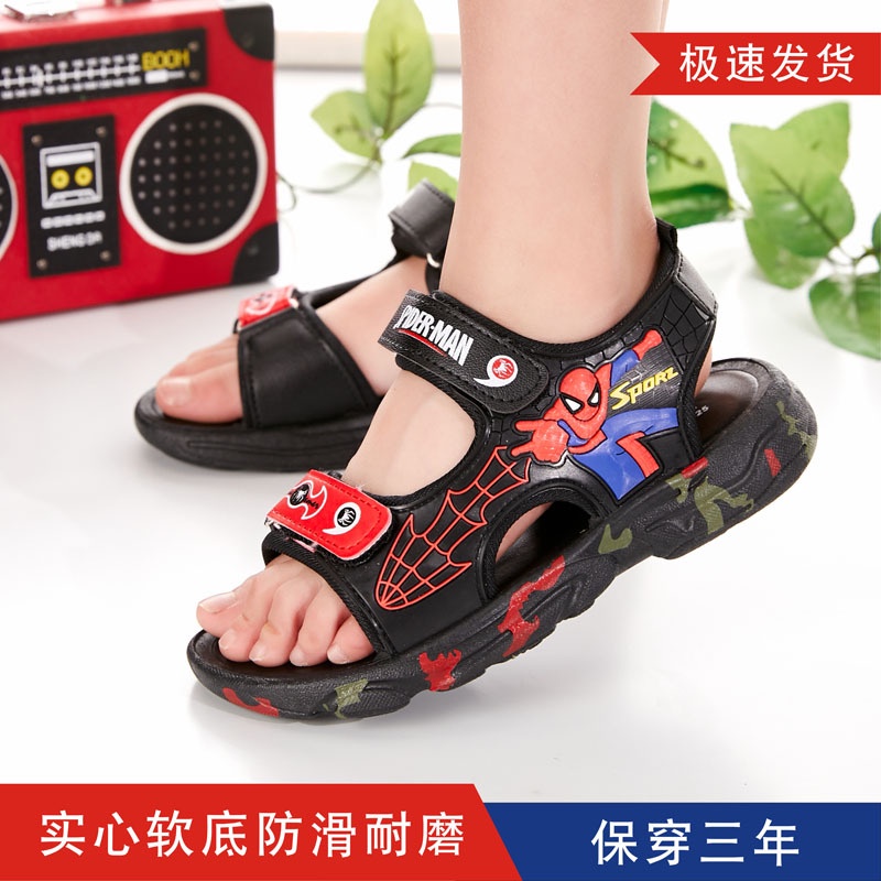 Sandal cho bé trai, giày đi học cho bé sandal siêu nhân nhện Spider man đẹp thời trang quai dán cho bé đi học