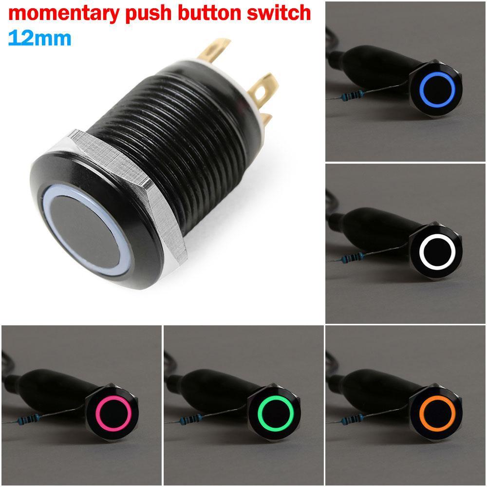 Công TắC ẤN NúT BằNg Kim LoạI Nhôm 12mm 12V 4Pin Chuyên DụNg