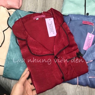 Bộ pizama nhung lụa(ảnh thật+video)