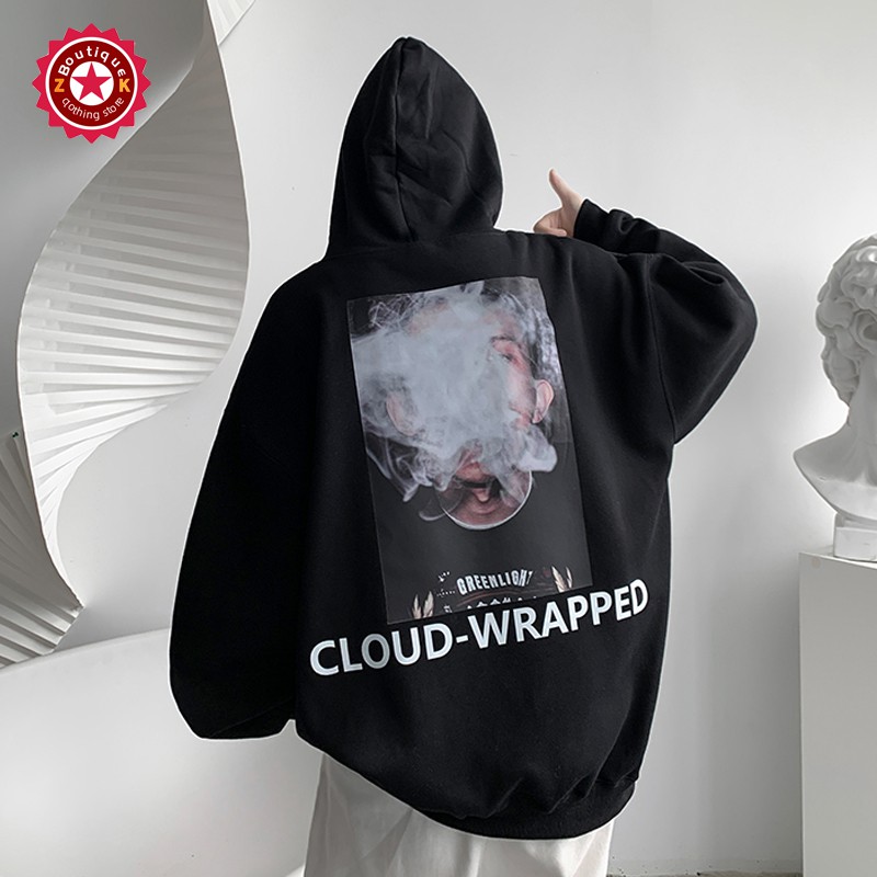 Áo hoodie cotton dáng rộng in họa tiết thời trang đường phố sành điệu cho nam size M-5XL