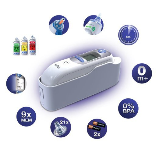 Nhiệt kế điện tử Braun Thermoscan 5 , tặng thêm bộ đầu bọc mũi nhiệt kế 20c