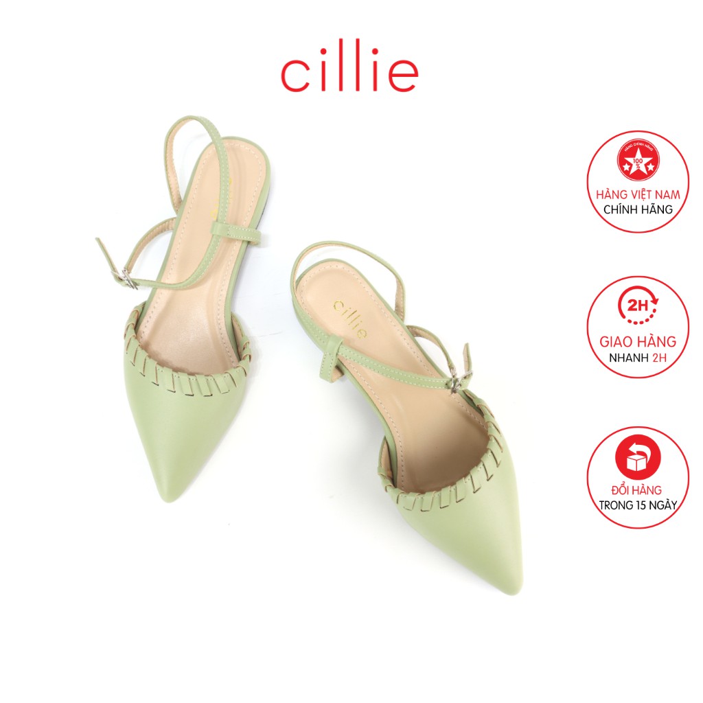 Giày sandal nữ bít mũi hở hậu nhẹ nhàng nữ tính đan dây lạ mắt cao 2cm Cillie 1144