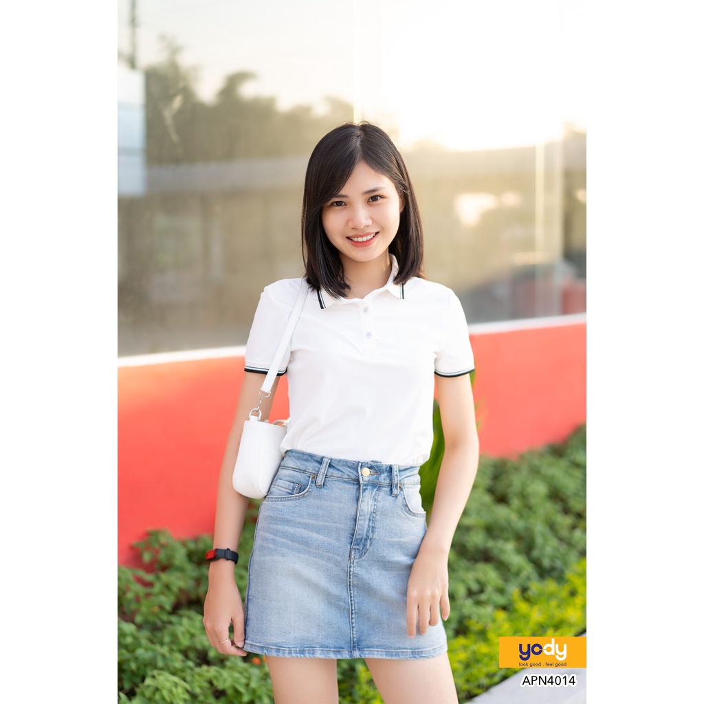 Áo Thun Polo YODY Nữ Airycool Bo Kẻ, Dáng Sơ Mi Công Sở, Chất Thoáng Mát Thấm Mồ Hôi Mã SP 4014