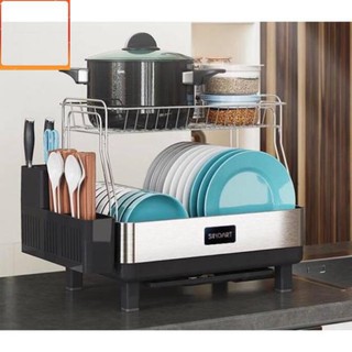 Kệ để bát,chén đĩa ,đũa thìa inox sinoart 2 tầng cao cấp