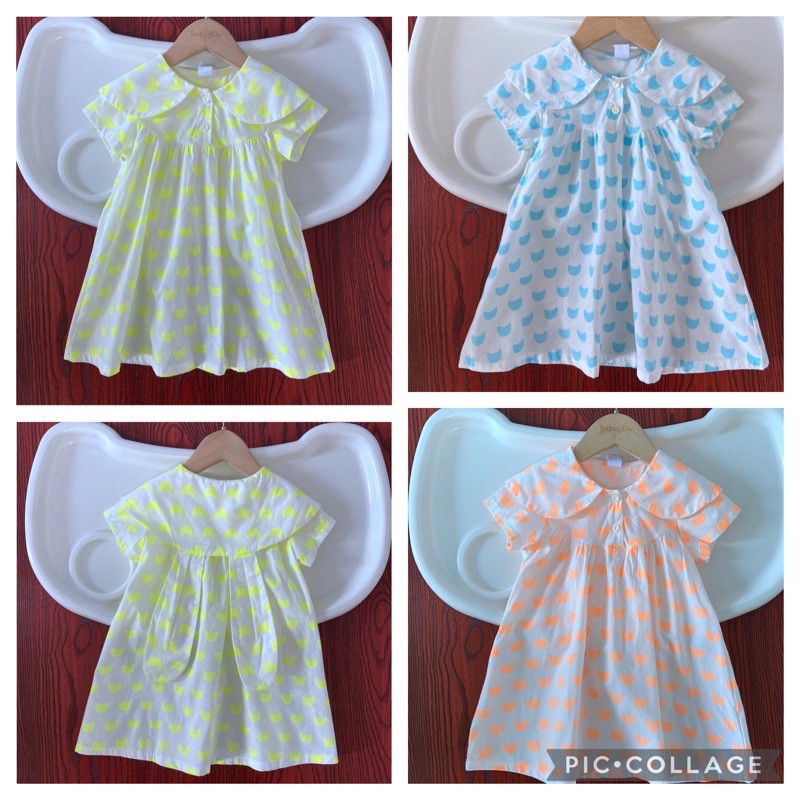 Váy bé gái 1.5-7 tuổiVáy cộc tay giản dị cotton cao cấp xuất dư 0421