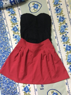 Sét đầm áo đen váy đỏ _ hongyen03