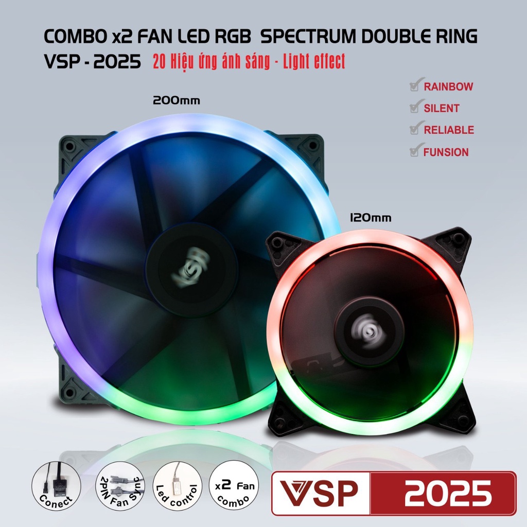 Combo Fan Case Led RGB VSP 2025  gắn Case ES6 ES7