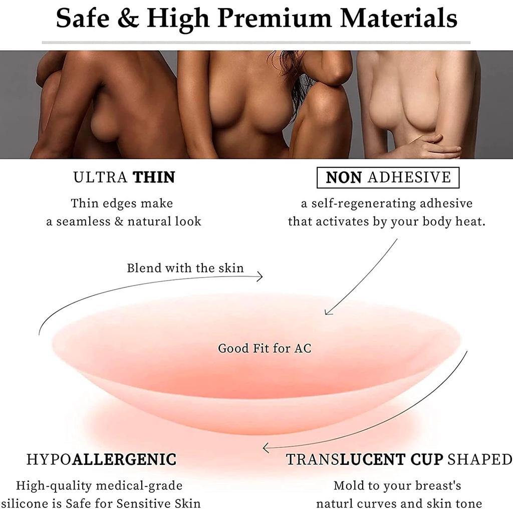 Miếng Dán Ngực Bằng Silicone Tự Dính Vô Hình Tiện Dụng