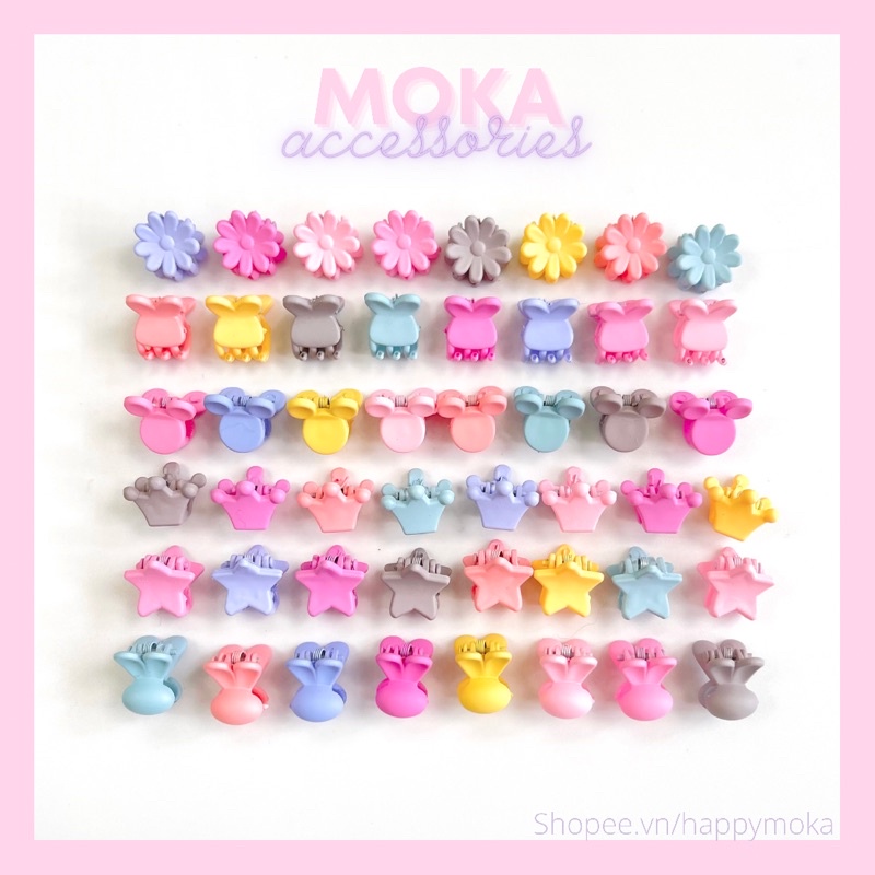 Set 2 kẹp tóc nhỏ màu pastel Moka (Ảnh thật shop tự chụp)