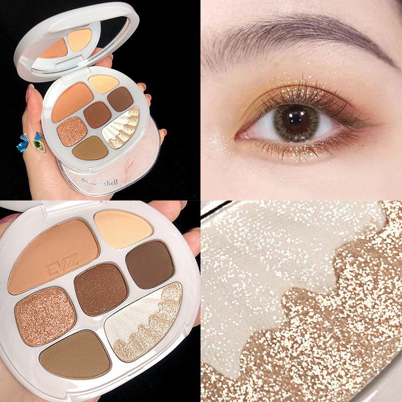 Bảng phấn mắt CVZ Eight Colors Eyeshadow Palette Shell Plate 8 màu kèm highlight phấn má CVZZ06