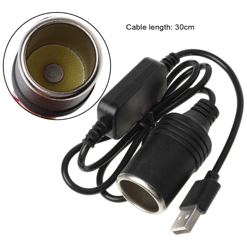 QUU* DC 5V USB to 12V Car Cigarette Lighter Socket Step Up Voltage Cable for DVR GPS