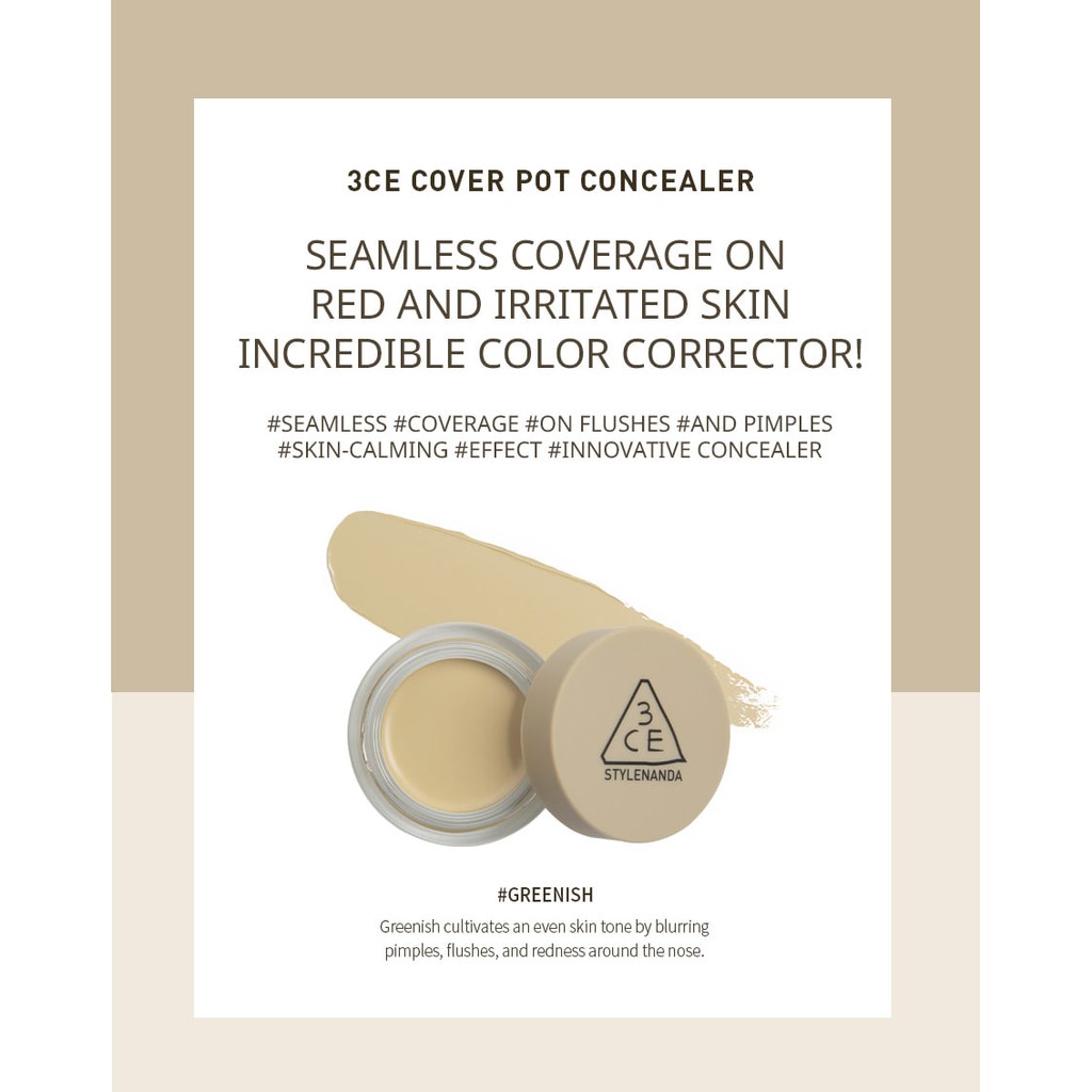 KEM CHE KHUYẾT ĐIỂM [3CE] COVER POT CONCEALER #GREENISH