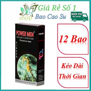 [Giảm Giá] Bao Cao Su PowerMen Cá Ngựa Đen 12 Chiếc | Bao Cao Su Kéo Dài Thời Gian Yêu✓⚡️