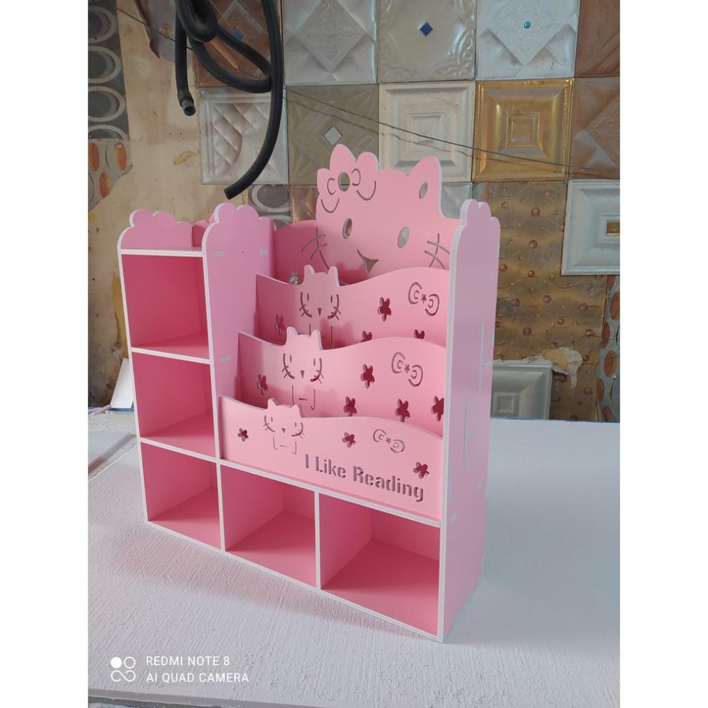 Kệ giá sách Hello kitty kèm 5 ngăn đựng đồ tự tháo lắp đa năng (Size nhỡ) cao 70cm ngang 72cm sâu 20cm