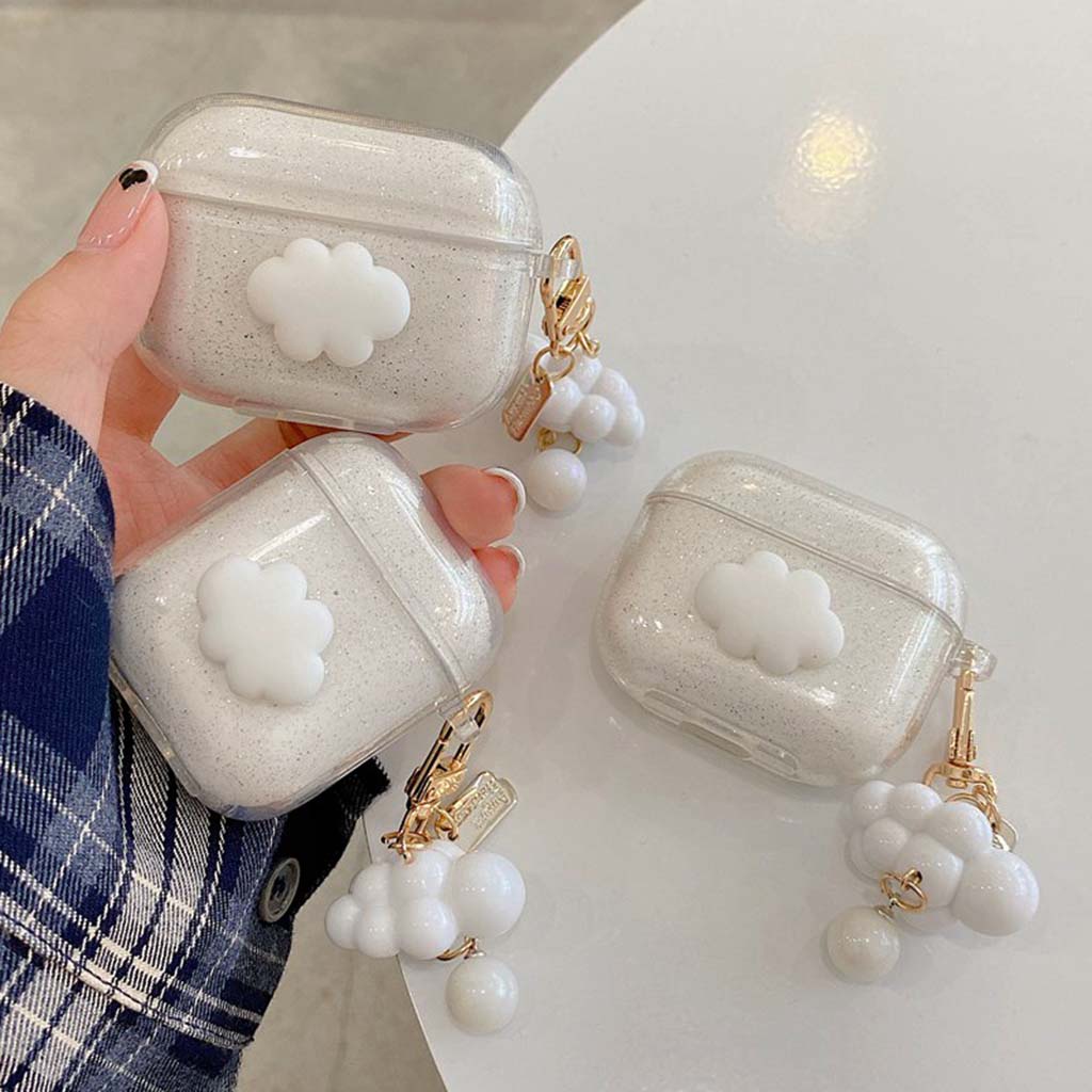 Vỏ Bảo Vệ Hộp Sạc Tai Nghe Airpods Pro 2 1 3 Bluetooth Không Dây Bằng TPU Mềm Hình Đám Mây Lấp Lánh Chống Rơi Chống Bẩn