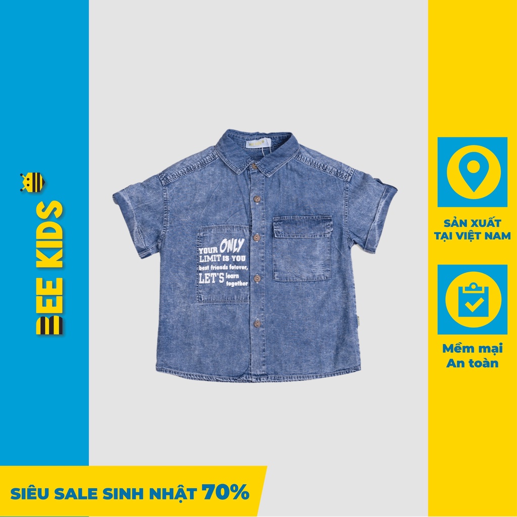 Áo Sơ Mi Bé Trai Bee Kids Chất Liệu Jeans Mềm Mịn Thoáng Mát Thấm Hút Mồ Hôi Không Bai Không Xù  (2-12 Tuổi) 8AJ01647CT