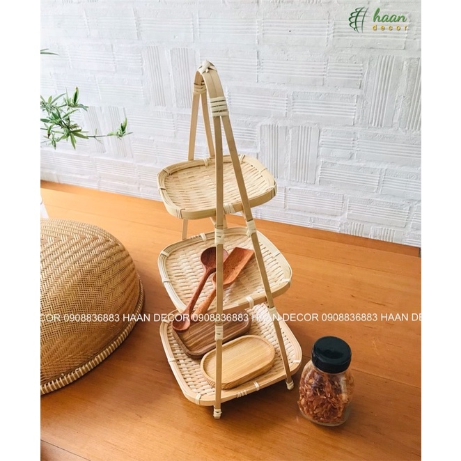 Kệ mẹt tre vuông bày trí bàn ăn, decor chụp ảnh, trang trí tiệc; Party