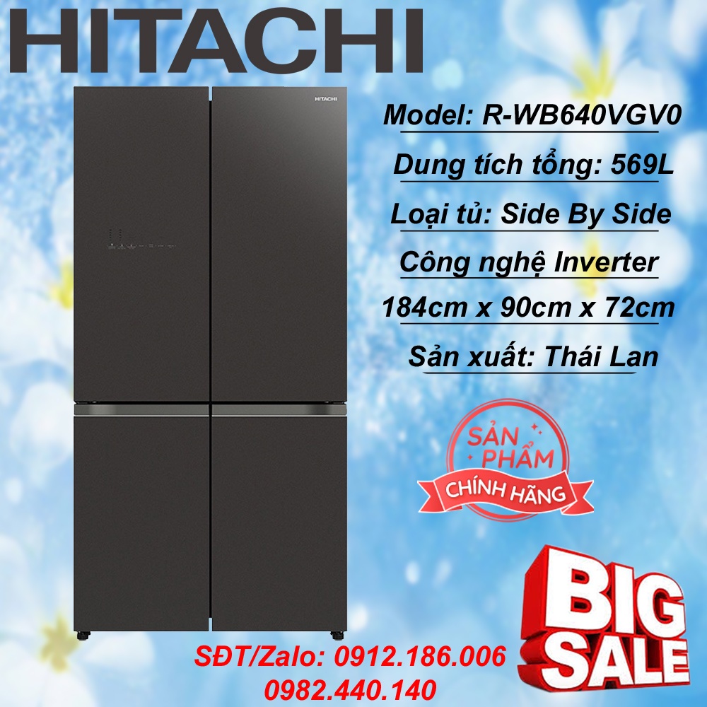 Tủ lạnh Hitachi Inverter 638 lít R-WB640VGV0