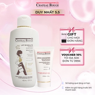 Combo Sữa Dưỡng Thể Chateau Rouge 400ml và Kem Dưỡng Trắng Da Giảm Thâm Nám CHATEAU ROUGE Concentrated Cream 50ml