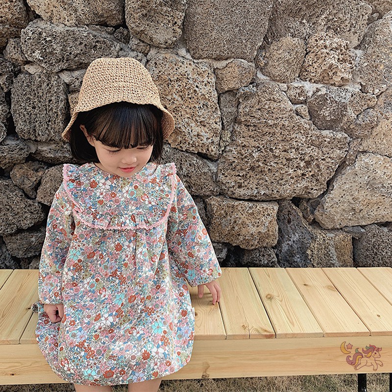 Đầm Công Chúa In Hoa Kiểu Hàn Quốc Thời Trang Mùa Thu Cho Bé Gái