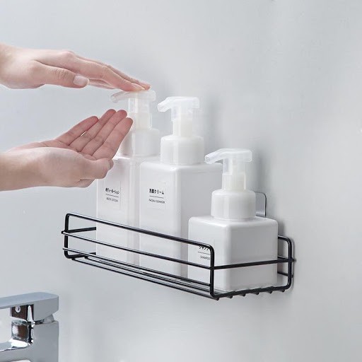 Kệ nhà tắm gắn tường đa năng siêu chắc hình chữ nhật để đồ dùng, trang trí phòng tắm hoặc phòng bếp Kệ sắt dán tường