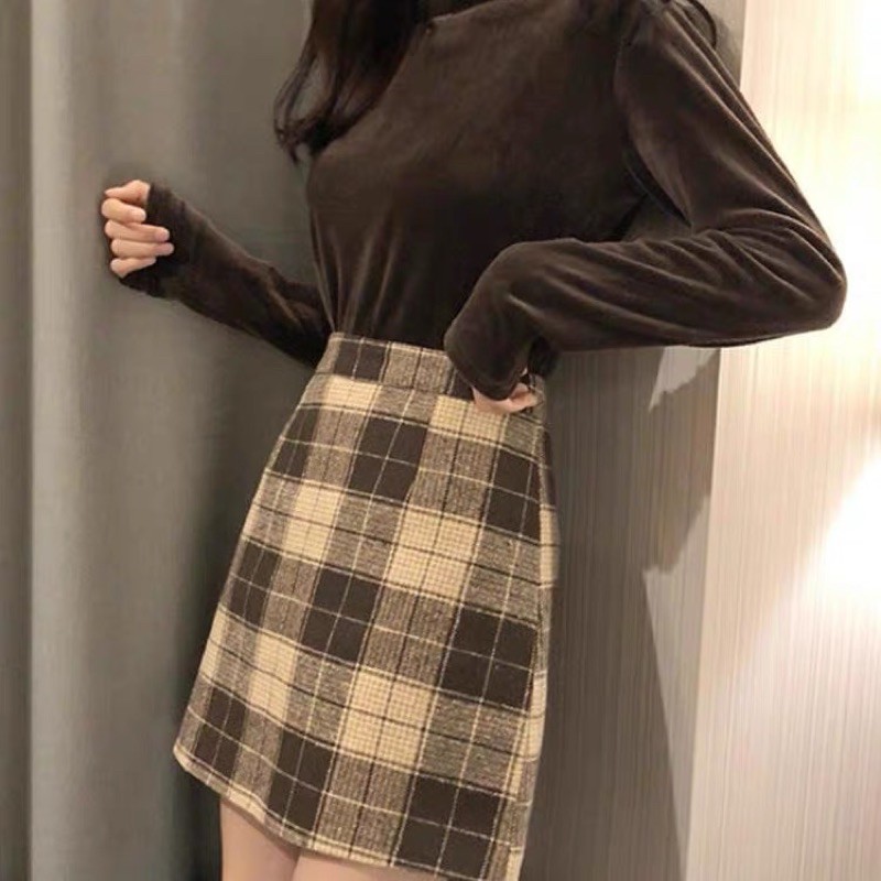 (CÓ SẴN-CÓ CLIP/ẢNH THẬT-NHẬN MAY ĐO) CHÂN VÁY CARO MÀU NÂU CHOCO HÀN QUỐC CÓ LÓT | BigBuy360 - bigbuy360.vn