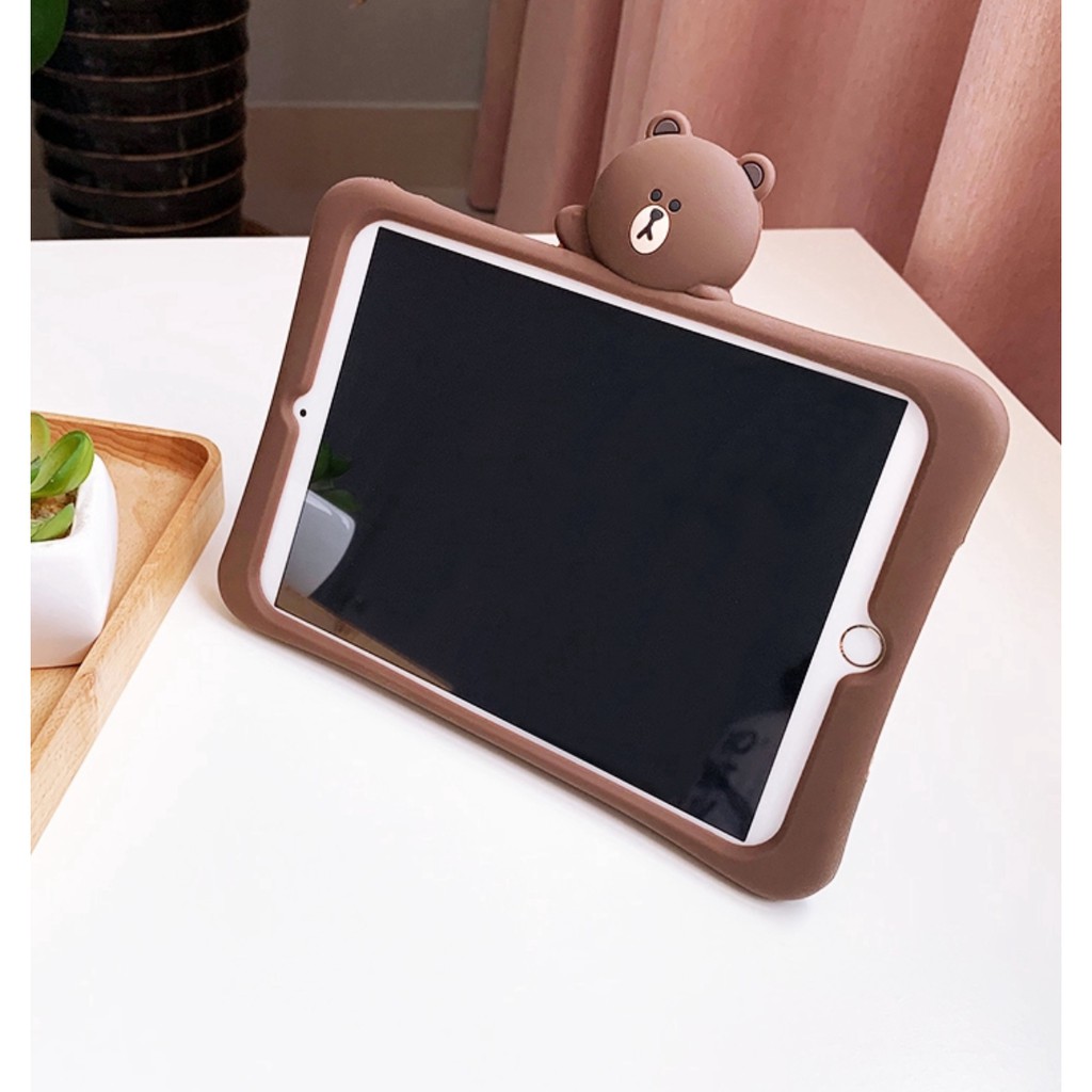 Ốp ipad kèm giá đỡ chống rơi hình gấu Brown xinh xắn cho iPad Mini 1/2/3 Mini 4/5 Air 1/2 Ipad 10.2 Ipad 10.5