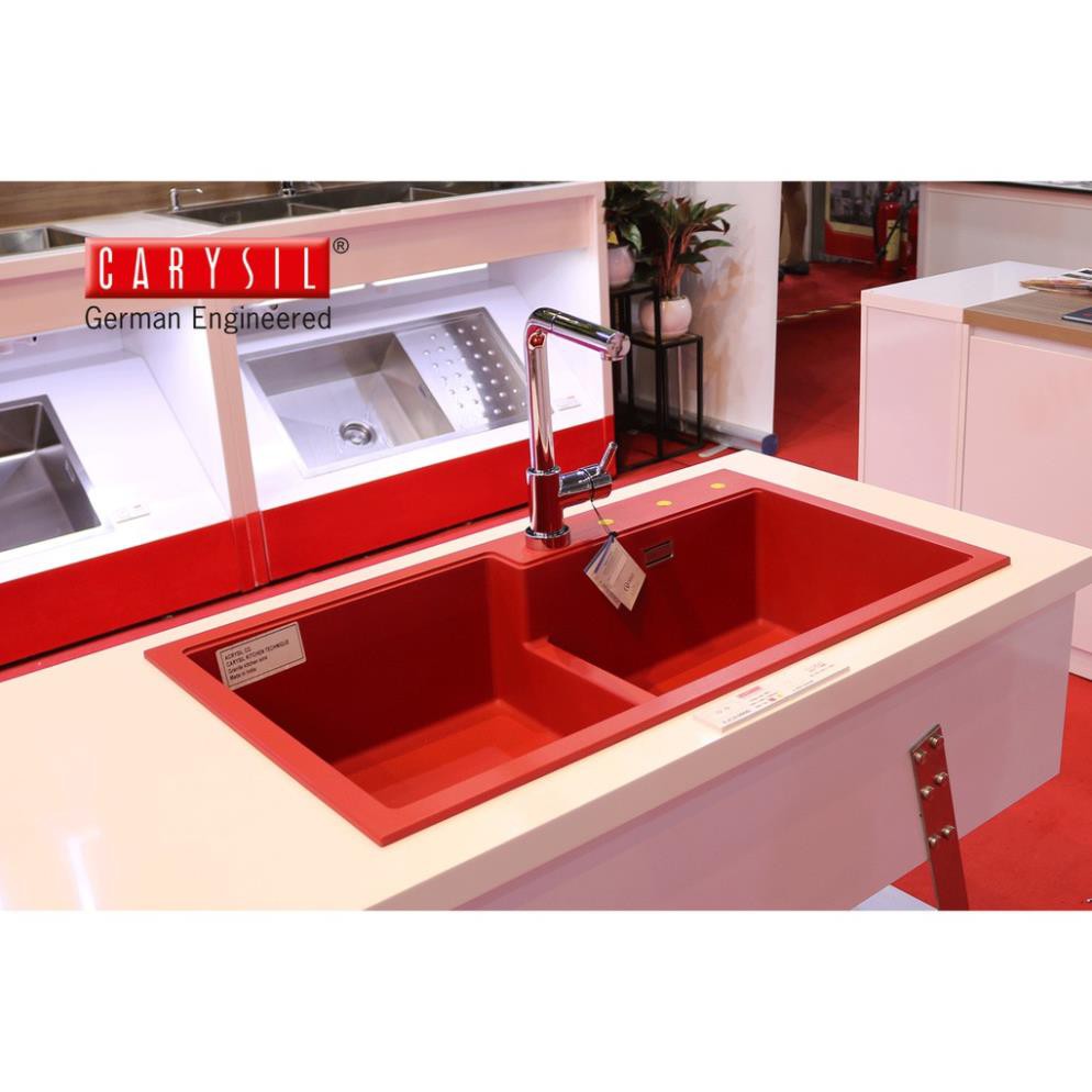 CARYSIL - Chậu Rửa Chén Bằng Đá Granite Màu Đỏ - TIP2-05 - RED - 860x500mm