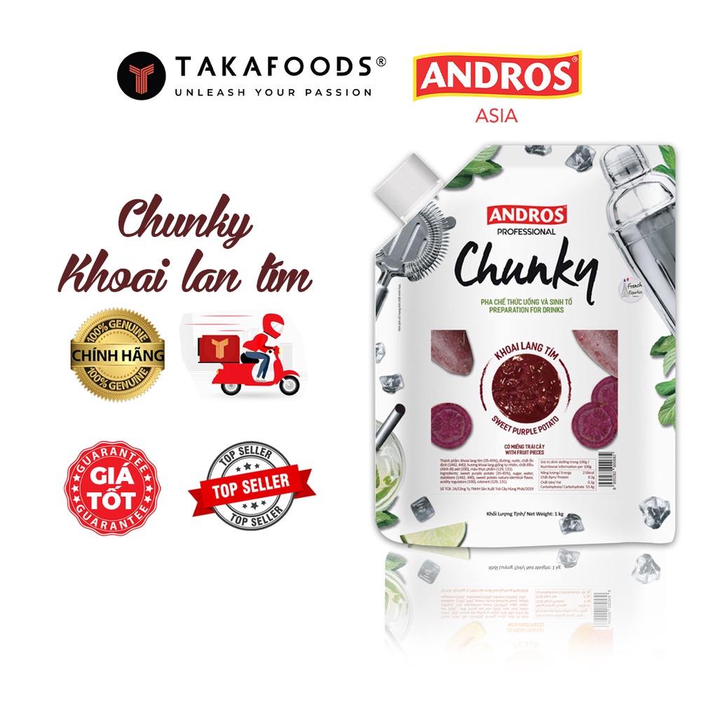 Mứt Trái Cây Chunky Khoai Lang Tím Bịch 1Kg  [TẶNG NGAY] Bộ Công Thức Pha Chế Độc Quyền