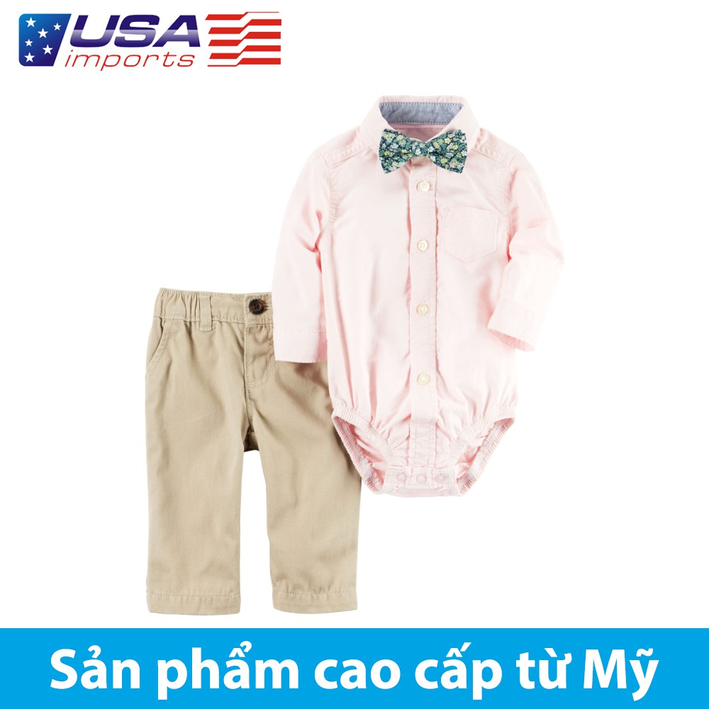 Set 3 bodysuit sơ mi kèm quần Car-tờ Auth Từ Mỹ (120g119)