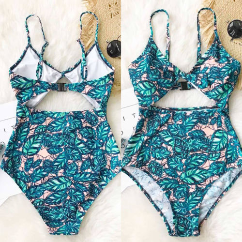 Đồ Tắm Một Mảnh In Họa Tiết Lá Cây Thời Trang Mùa Hè Dành Cho Nữ