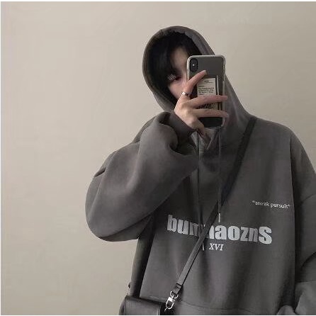 Áo hoodie dáng rộng in họa tiết chữ phong cách Nhật Bản thời trang cho nam và nữ cỡ M-5XL