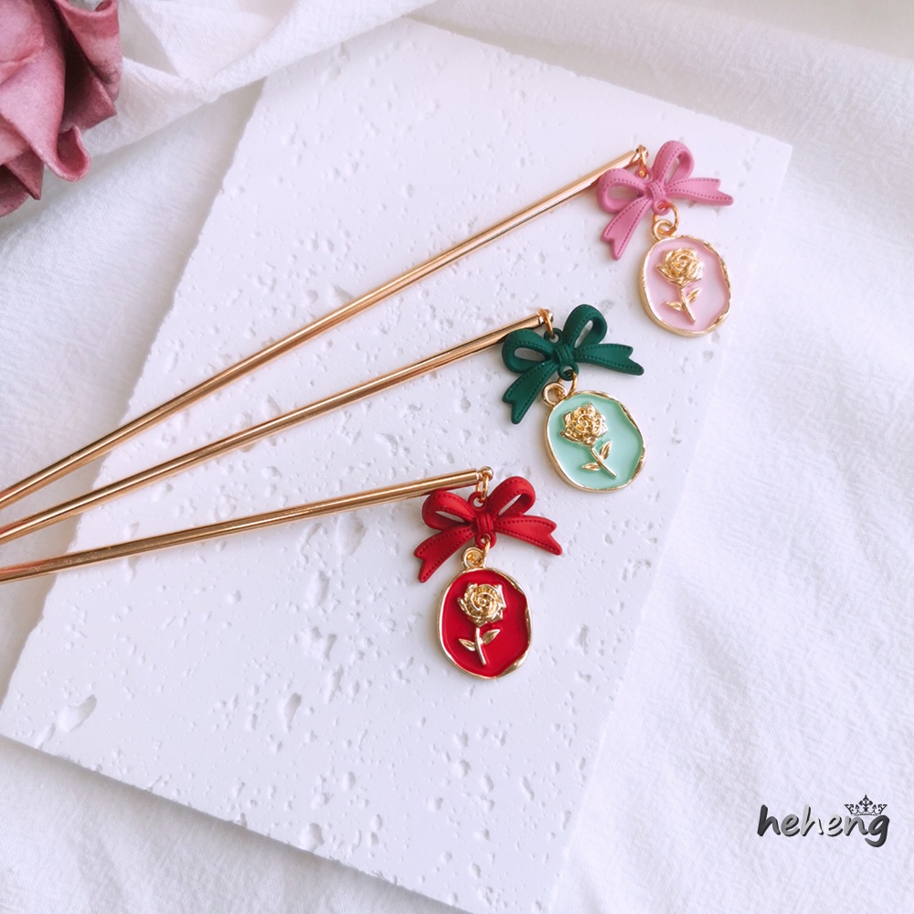 Trâm Cài Tóc Hoa Hồng Bằng Hợp Kim Không Gây Dị Ứng Phong Cách Trung Hoa