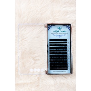 lông mi lụa HQB  khay 12 line,0,07 độ cong c,cc,dài 9-15mm,mi silk tóc hàn quốc