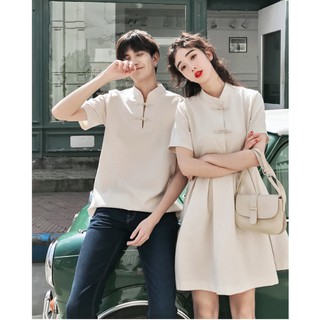 Áo đôi nam nữ cổ tàu phù hợp cho cặp đôi