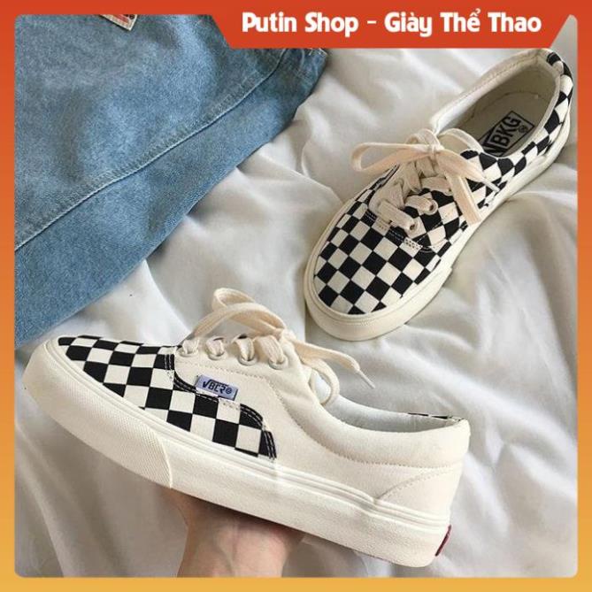 Giày Thể Thao VANS Đen Old VAULT , Giày Sneaker nam nữ Van Lười Caro