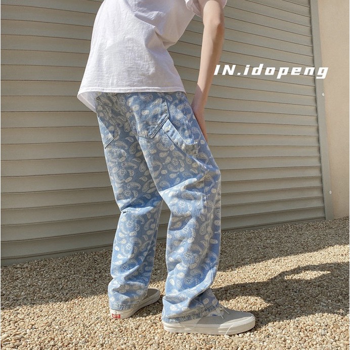 Quần jeans BANADA ống rộng phong cách hiphop unisex, chất liệu in lase J7, quần bò Chaien Studio