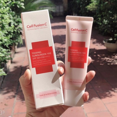 Kem chống nắng Cell Fusion C Toning Sunscreen nâng tông da 50ml (Hồng)