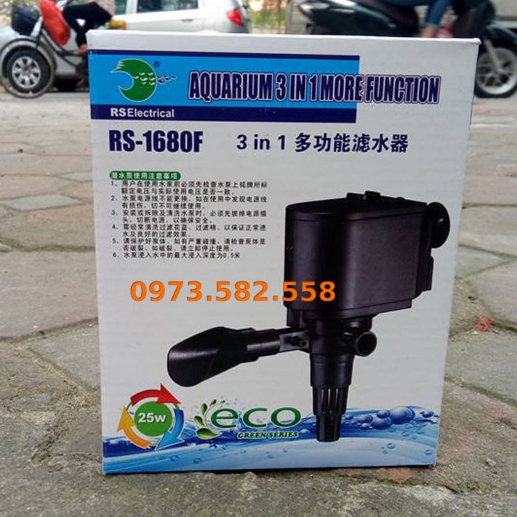 Máy bơm nước bể cá RS-1680F, đầu máy bơm, máy lọc, máy bơm chìm làm quạt điều hoà (25W, 1750L/H)